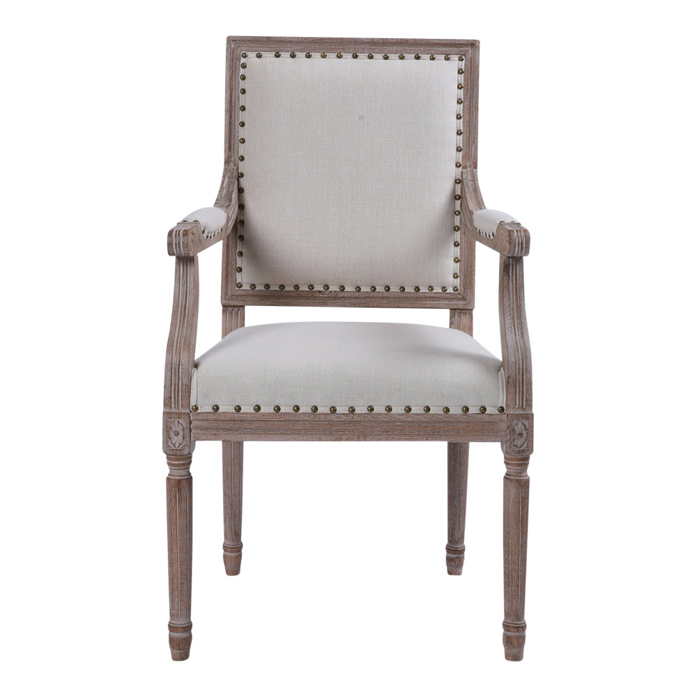 The Moulin Dining Chair, square with nailhead and arms