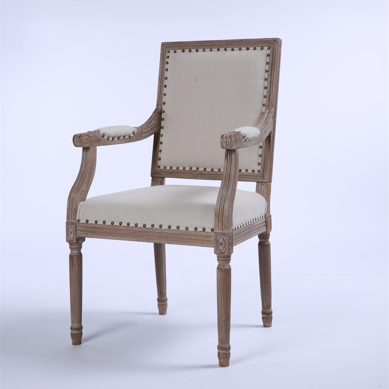The Moulin Dining Chair, square with nailhead and arms